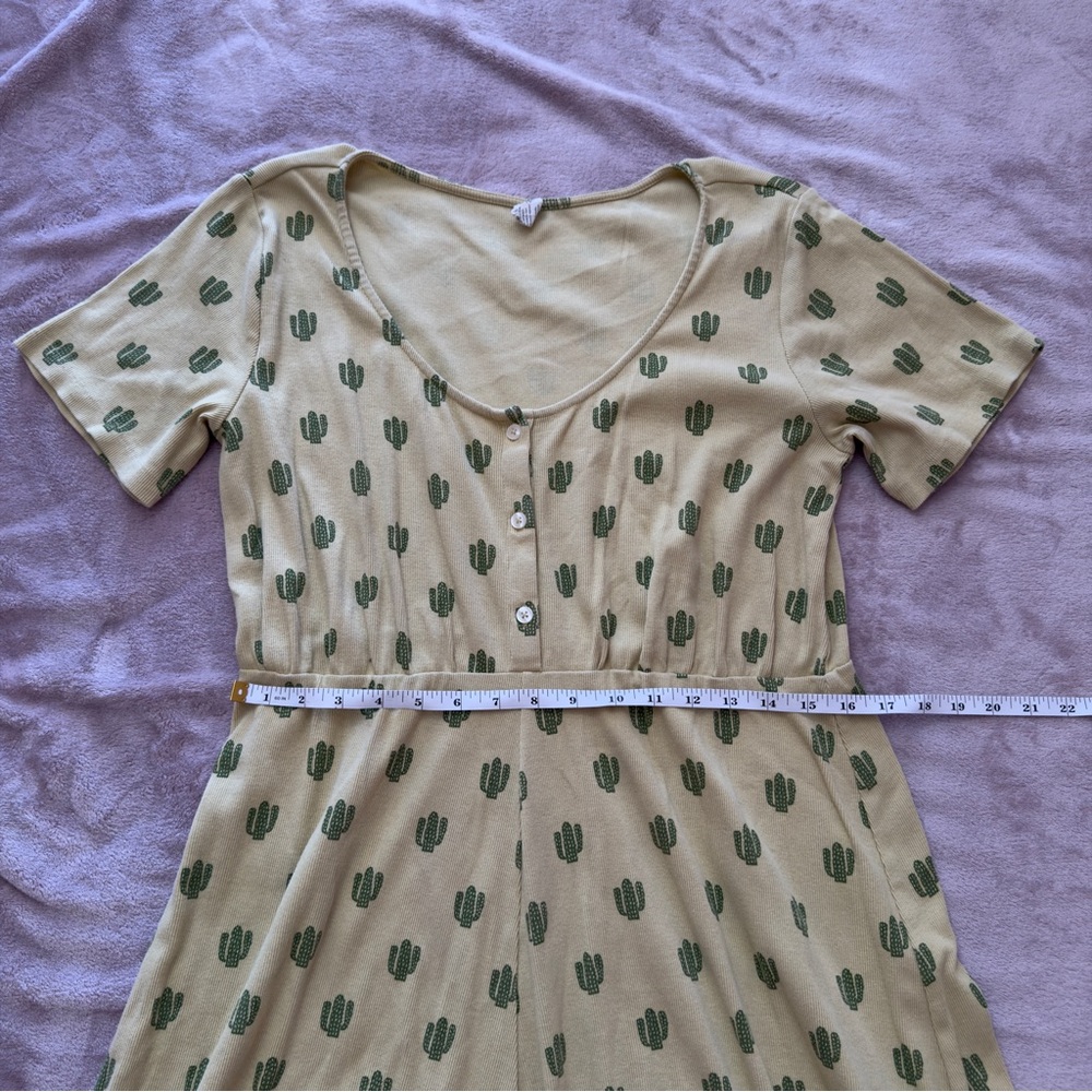 Kate Quinn Yellow Mini Ribbed Cactus Print Dress - Picture 9 of 9